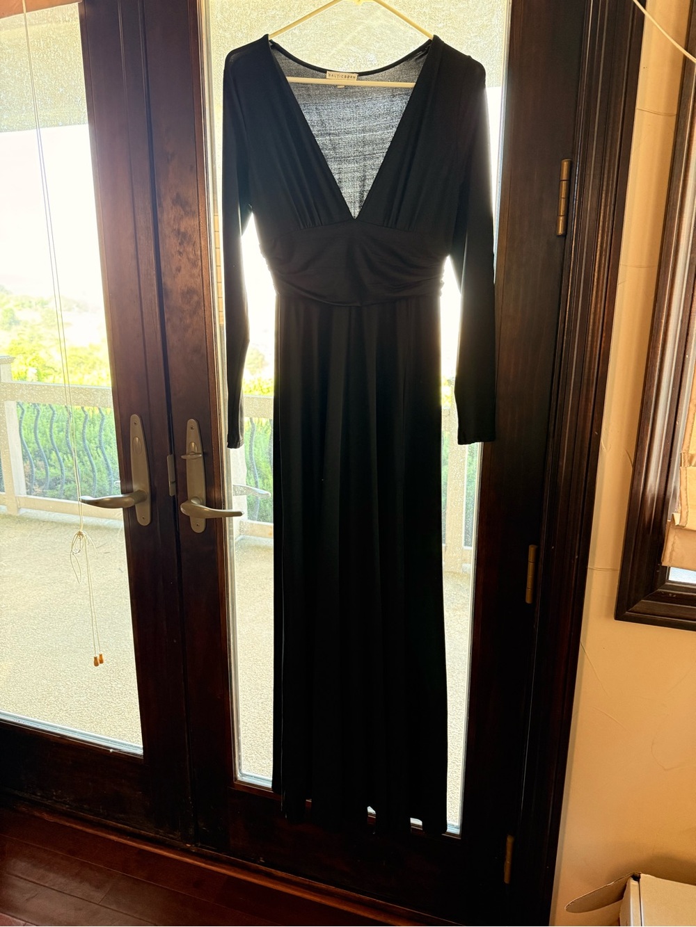 Baltic Born Black Long Sleeve V-Neck Maxi Dress